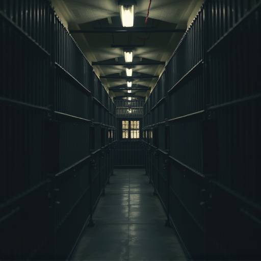 Interior of Cell Block A, featuring rows of metal cells.